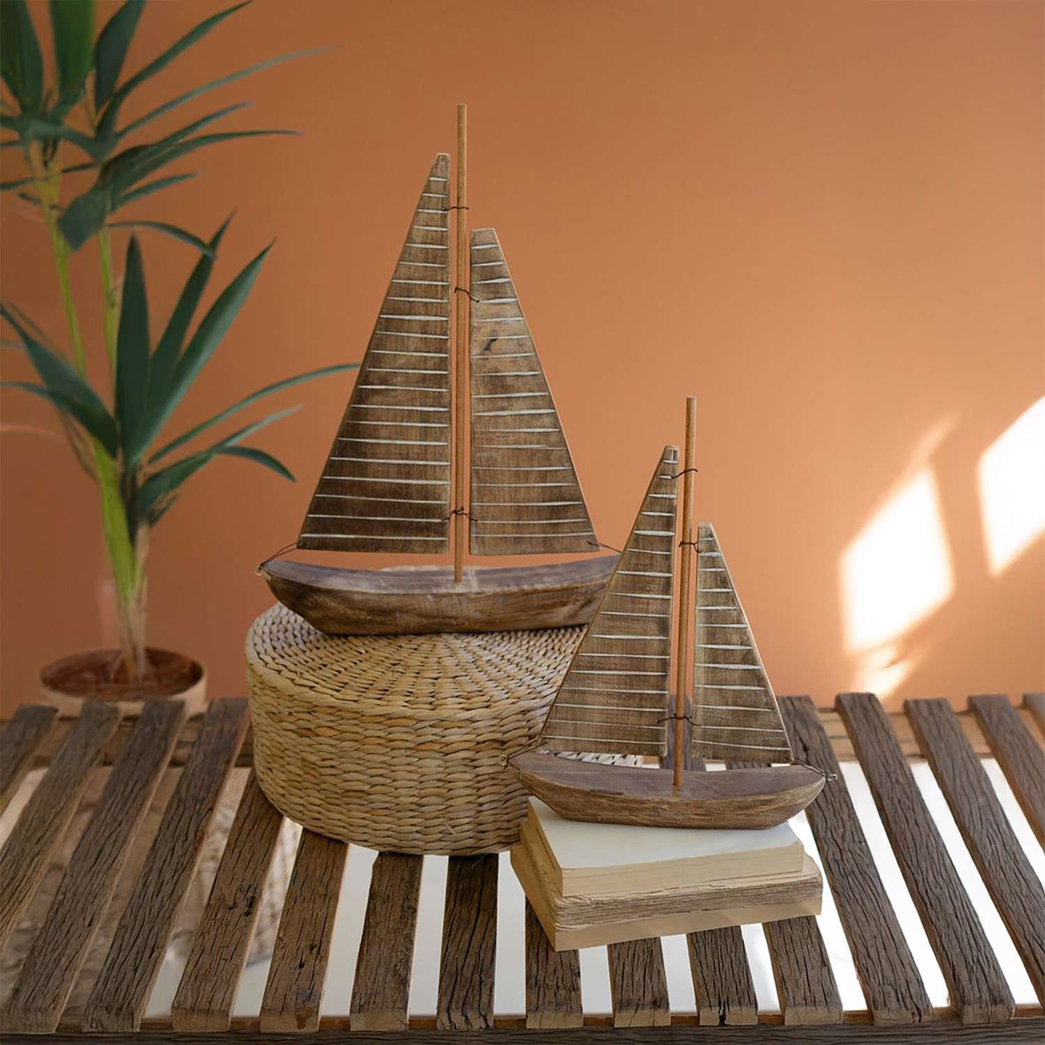 Rustic Recycled Wood Sailboats